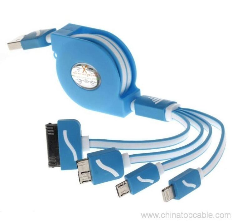 4 in 1 charger usb extension retractable cable for mobile phone 4