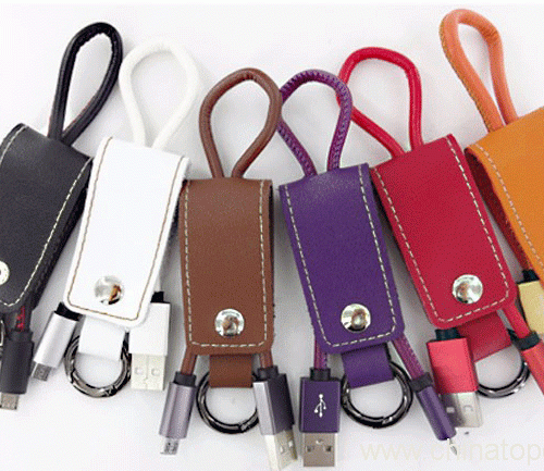 Leather 2.4A new design keychain micro usb cable - Image 5