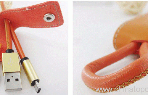 Leather 2.4A new design keychain micro usb cable - Image 6