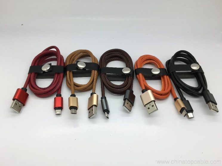 Pu Leather Fast Charging 2A Data Usb Cable for iphone 6s for Android 4