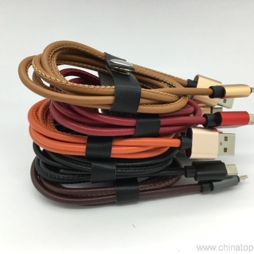 Pu Leather Fast Charging 2A Data Usb Cable for iphone 6s for Android - Image 4