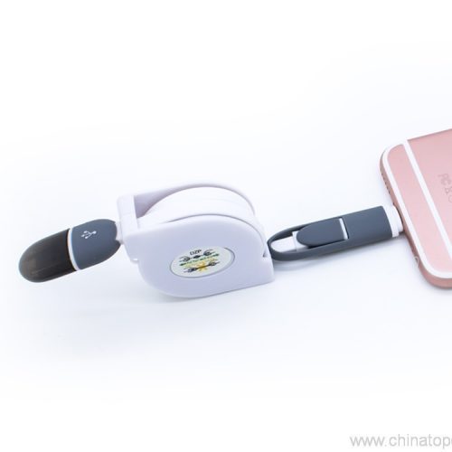Retractable USB cable 2 in 1 mobile charger cable - Image 3