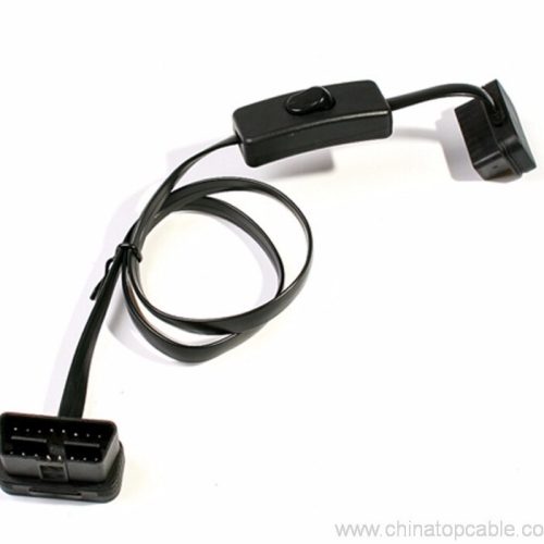 16Pin Flat Thin As Noodle OBD2 OBD OBDII Auto Car Extension ELM327 Cable With Switch Type Adapter Connector - Image 4