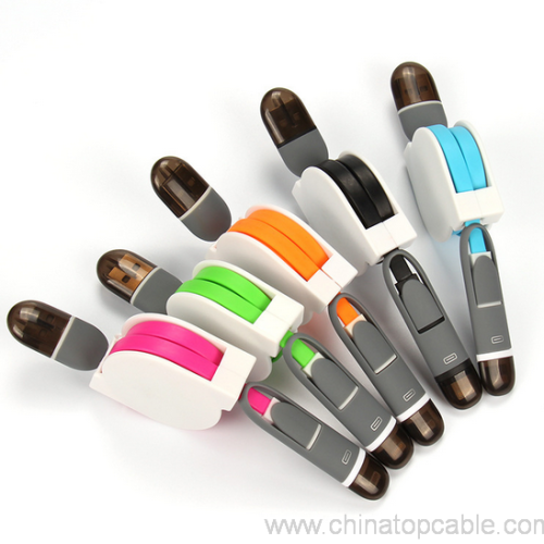 2 in 1 retractable usb cable Quality TPE Wire Micro USB and IOS Sync Cable - Image 3