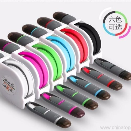 2 in 1 retractable usb cable Quality TPE Wire Micro USB and IOS Sync Cable - Image 4