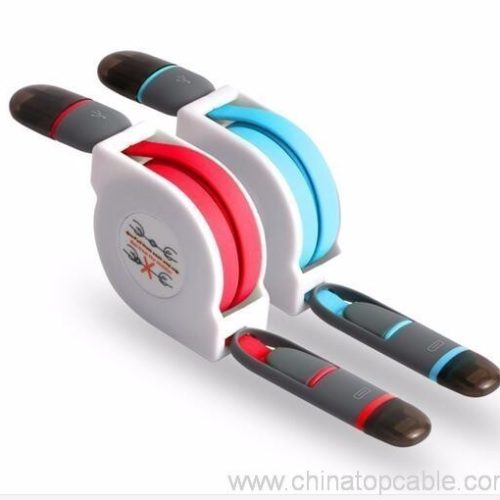 2 in 1 retractable usb cable Quality TPE Wire Micro USB and IOS Sync Cable - Image 8