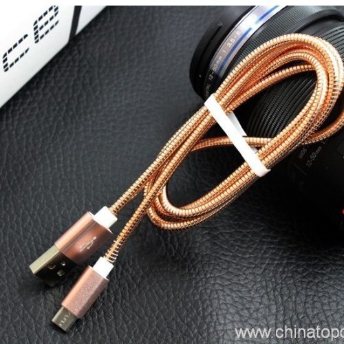 Guard wire with corrugated pipe flexible metal tube USB cable 2.4A - Image 3