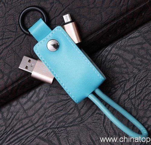 Leather Keychain USB Data Charger Cable for Android Smartphone - Image 4