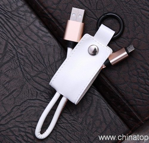 Leather Keychain USB Data Charger Cable for Android Smartphone - Image 5