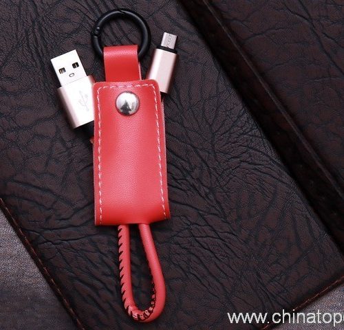 Leather Keychain USB Data Charger Cable for Android Smartphone - Image 6