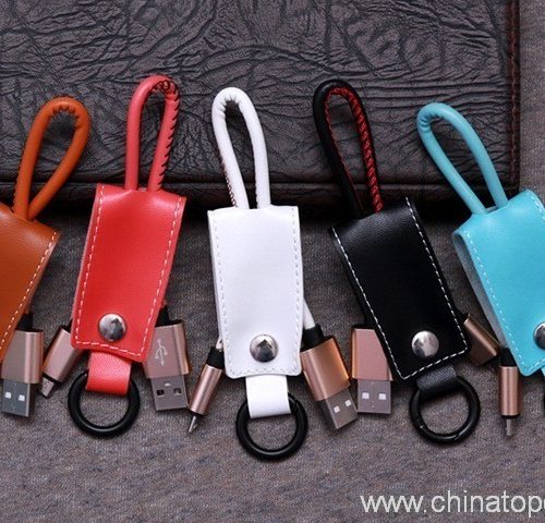 Leather Keychain USB Data Charger Cable for Android Smartphone - Image 9