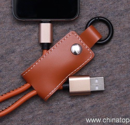 Leather Keychain USB Data Charger Cable for iPhone 7 6 6plus 5 5s - Image 4