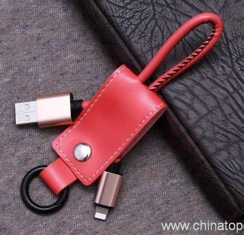 Leather Keychain USB Data Charger Cable for iPhone 7 6 6plus 5 5s - Image 6