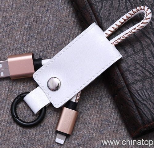 Leather Keychain USB Data Charger Cable for iPhone 7 6 6plus 5 5s - Image 8