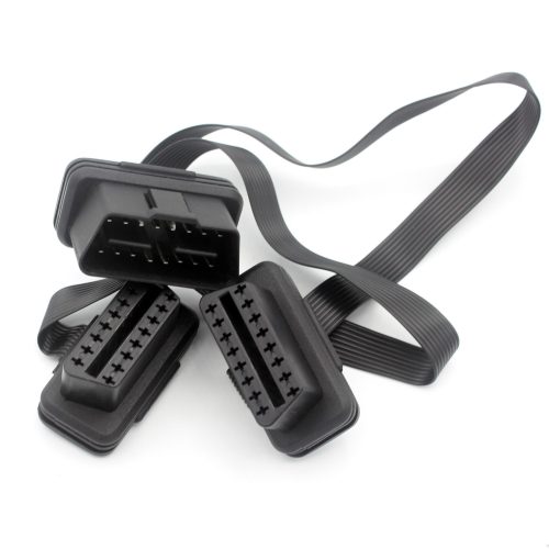 1 to 2 Flat OBD-II 16 Pin Splitter Extension Diagnostic Cable