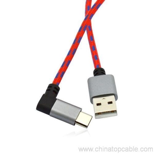90 Degree USB Type C To USB 2.0 A Male Braided Cable - Image 3