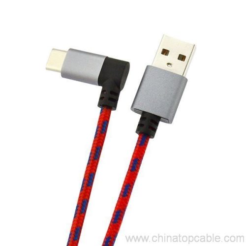 90 Degree USB Type C To USB 2.0 A Male Braided Cable - Image 4