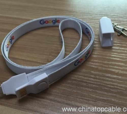 Braided Lanyard  Flat Noodle Silk Printed USB Data Cable for Trade Show or Gifts - Image 4