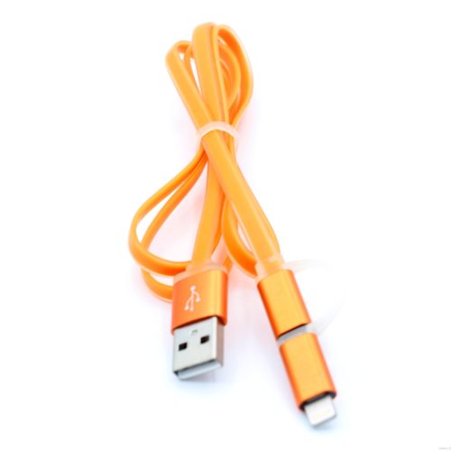 High quality Jelly flat design 2 in 1 usb charging cable for iphone and android - Image 3