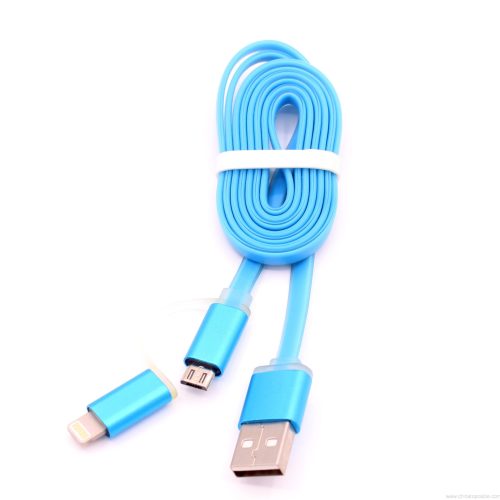High quality Jelly flat design 2 in 1 usb charging cable for iphone and android - Image 15