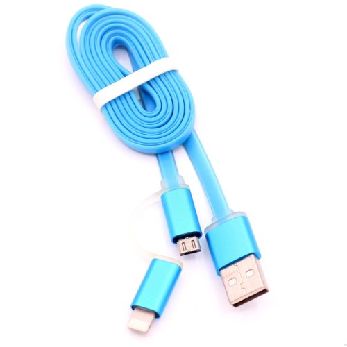 High quality Jelly flat design 2 in 1 usb charging cable for iphone and android