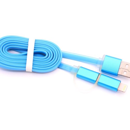 High quality Jelly flat design 2 in 1 usb charging cable for iphone and android - Image 17