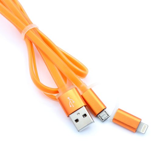 High quality Jelly flat design 2 in 1 usb charging cable for iphone and android - Image 4