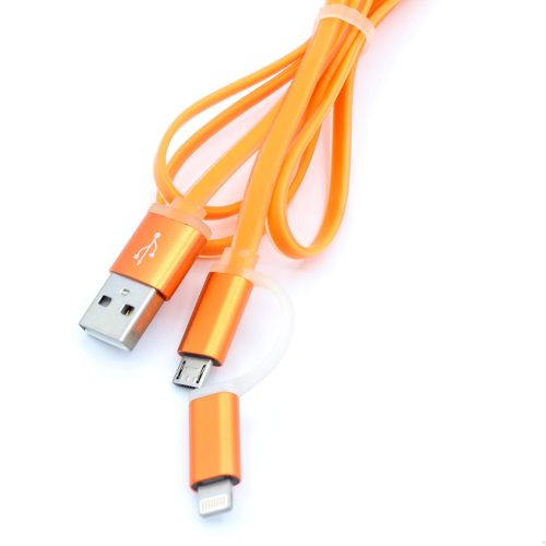 High quality Jelly flat design 2 in 1 usb charging cable for iphone and android - Image 5