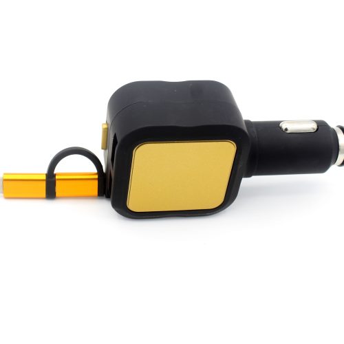 2 in 1 4.8A Dual USB Car Charger with Retractable Charing Cable for iphone and Andriod - Image 5