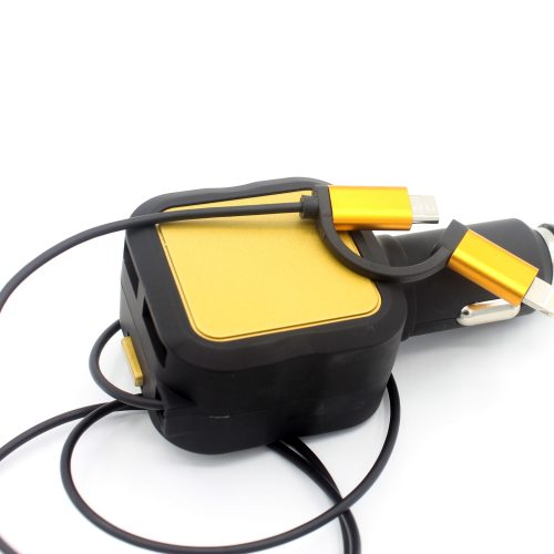 2 in 1 4.8A Dual USB Car Charger with Retractable Charing Cable for iphone and Andriod - Image 10