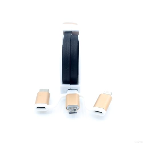 Type-c/micro/8 pin Multi 3 in 1 Retractable Noodle Flat USB Data Charging Cable - Image 3