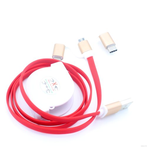 Type-c/micro/8 pin Multi 3 in 1 Retractable Noodle Flat USB Data Charging Cable - Image 12