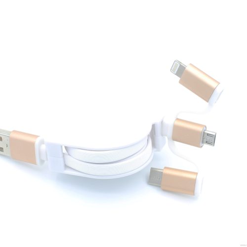 Type-c/micro/8 pin Multi 3 in 1 Retractable Noodle Flat USB Data Charging Cable - Image 13