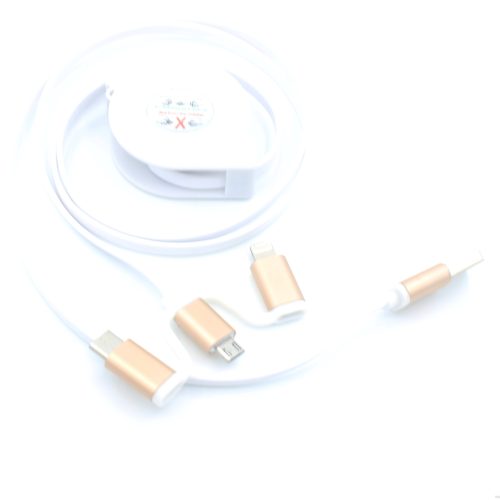 Type-c/micro/8 pin Multi 3 in 1 Retractable Noodle Flat USB Data Charging Cable - Image 15