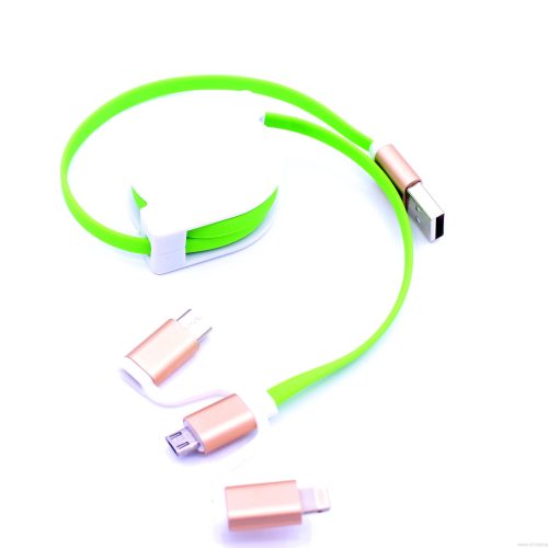 Type-c/micro/8 pin Multi 3 in 1 Retractable Noodle Flat USB Data Charging Cable - Image 5