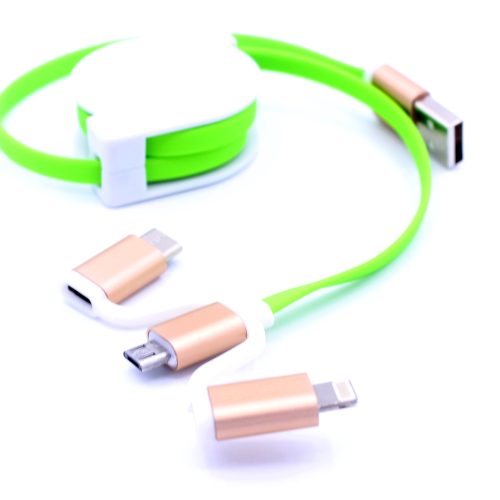 Type-c/micro/8 pin Multi 3 in 1 Retractable Noodle Flat USB Data Charging Cable - Image 6