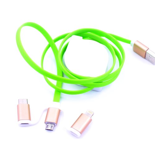 Type-c/micro/8 pin Multi 3 in 1 Retractable Noodle Flat USB Data Charging Cable - Image 7