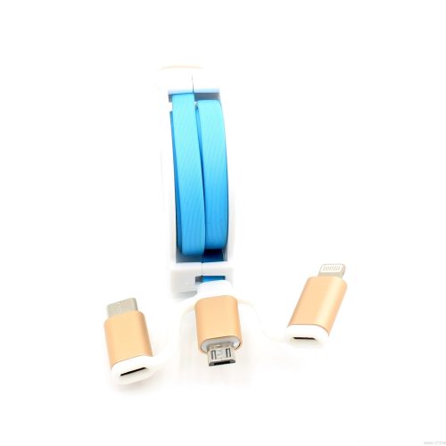 Type-c/micro/8 pin Multi 3 in 1 Retractable Noodle Flat USB Data Charging Cable - Image 8