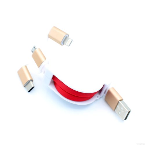 Type-c/micro/8 pin Multi 3 in 1 Retractable Noodle Flat USB Data Charging Cable - Image 10