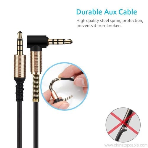 90 Degree Right Angle Head 3.5mm Jack AUX Cable With Metal Spring Protector for Car Phone Headphone Speaker - Image 4