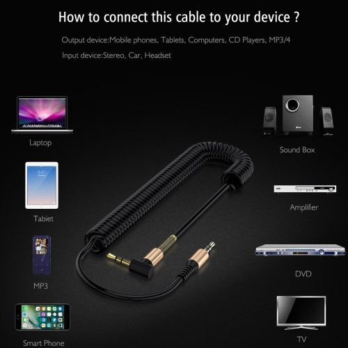90 Degree Right Angle Head 3.5mm Jack AUX Cable With Metal Spring Protector for Car Phone Headphone Speaker - Image 5