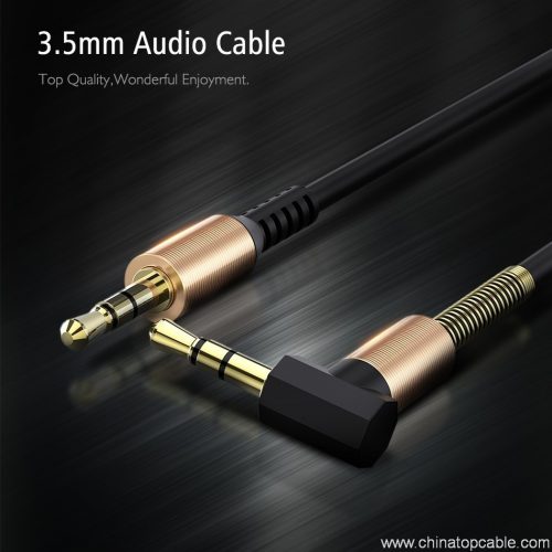 90 Degree Right Angle Head 3.5mm Jack AUX Cable With Metal Spring Protector for Car Phone Headphone Speaker - Image 6