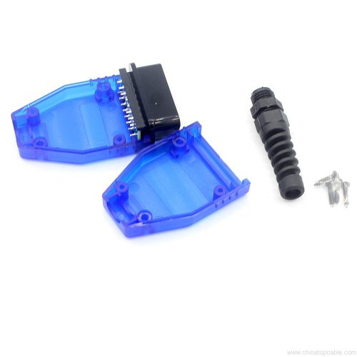 OBD II Male Connector 16 Pin Male Wiring Plug Adapter For OBD2 Diagnostic Tool or Cable (Blue) - Image 3