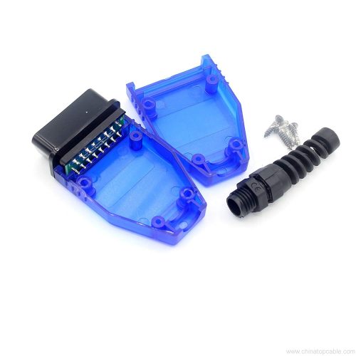 OBD II Male Connector 16 Pin Male Wiring Plug Adapter For OBD2 Diagnostic Tool or Cable (Blue) - Image 6