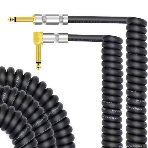 Retractable 1/4 Inch Guitar Cable Gold Plated, Spring 6.35mm 90 Degree Right Angled Guitar Instrument Cable for AMP Guitar Bass Gigs 3M/10ft (Angled) - Image 5