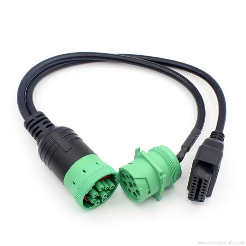 SAE J1939 9 Pin 2 in 1 (Female + Male) to OBD II Cable, J1939 to OBD2 16 Pin Plug Adapter for Truck GPS Tracker Interface Scanner Code Reader Diagnostic Tools - Image 3