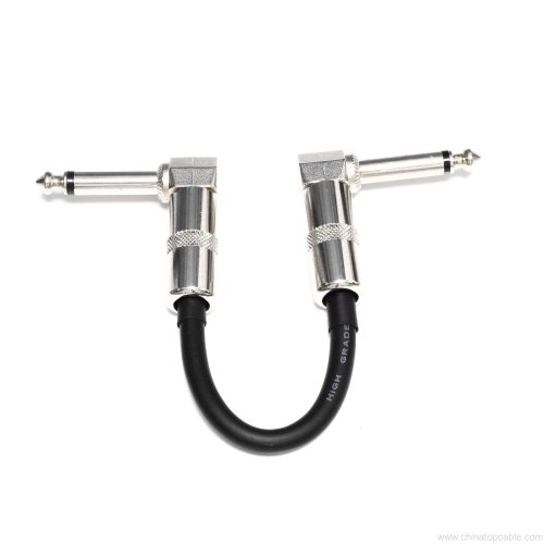 Short Guitar Patch Cables 90 Degree Angled, Right Angle 1/4" TS To Right Angled 1/4" TS Instrument Cables For Effect Pedals 15cm - Image 3