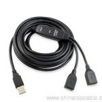 2 porter USB2.0 aktiv forlengelseskabel 5M