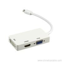 3 yn 1 Mini Displayport Thunderbolt to VGA HDMI DVI Converter