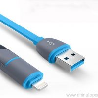 Fast et micantis USB cable 2 apud 1 USB funem data funem Micro 3